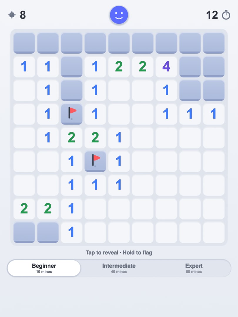 Minesweeper on a tablet screen